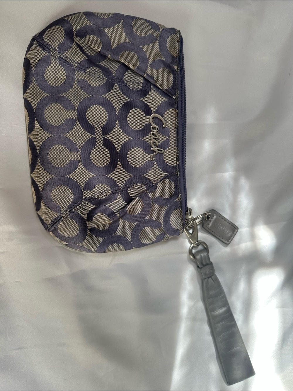 Coach purple and gray Signature C Pattern Wristlet